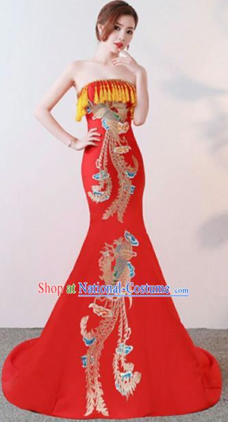 Chinese Traditional Costumes Elegant Embroidered Full Dress Wedding Qipao Dress for Women