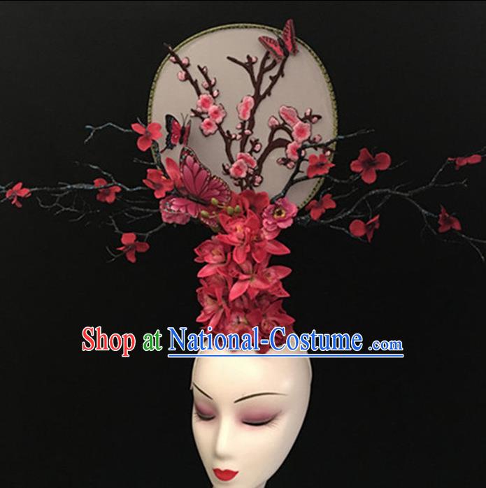 Top Halloween Giant Hair Accessories Chinese Traditional Catwalks Plum Blossom Headpiece for Women