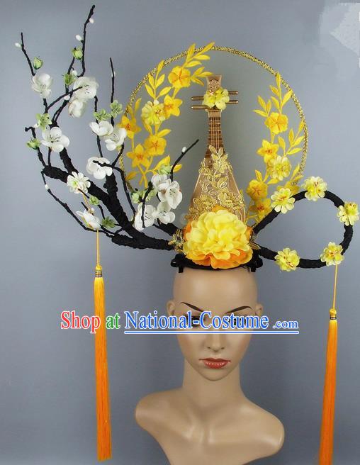 Asian Chinese Traditional Hair Accessories Stage Performance Exaggerated Headdress for Women