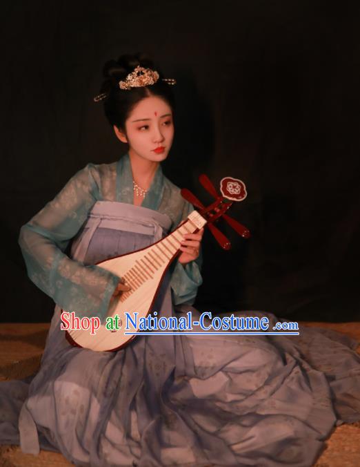 Traditional Chinese Tang Dynasty Princess Hanfu Dress Ancient Peri Silk Historical Costumes Complete Set