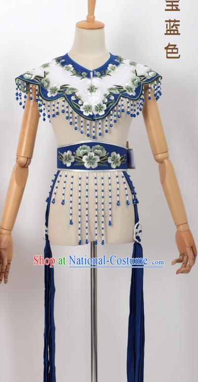 Chinese Traditional Beijing Opera Diva Accessories Royalblue Shoulder Cape and Belt for Women