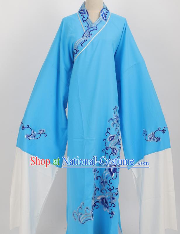 Professional Chinese Traditional Beijing Opera Niche Blue Robe Ancient Scholar Costume for Men