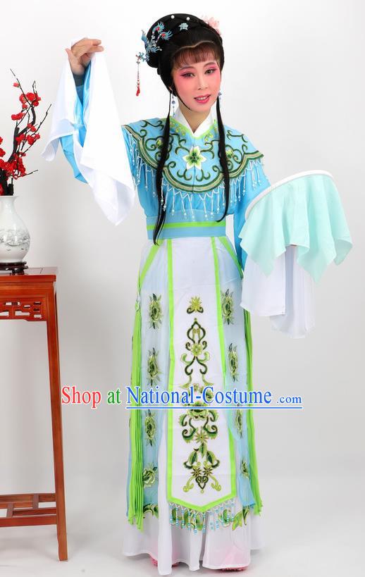 Professional Chinese Traditional Beijing Opera Diva Blue Dress Ancient Imperial Consort Costumes for Women