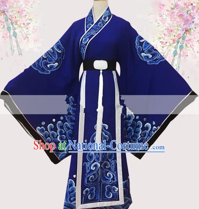 Professional Chinese Traditional Beijing Opera Officer Royalblue Ceremonial Robe Ancient Nobility Childe Costume for Men