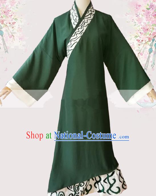 Professional Chinese Traditional Beijing Opera Deep Green Robe Ancient Scholar Costume for Men