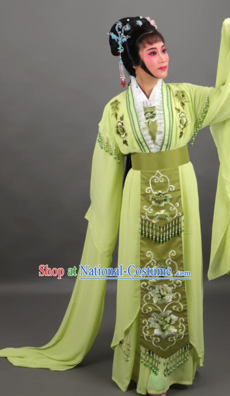 Professional Chinese Traditional Beijing Opera Embroidered Green Dress Ancient Palace Princess Costume for Women