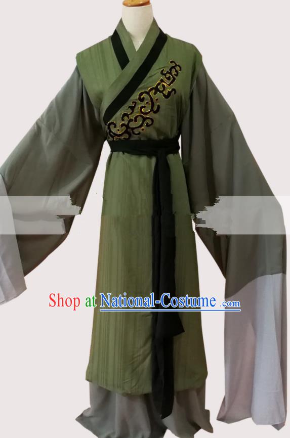 Professional Chinese Traditional Beijing Opera Old Male Olive Green Clothing Ancient Landlord Costume for Men