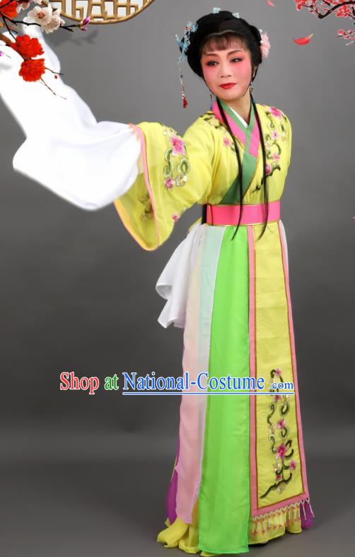 Chinese Traditional Peking Opera Diva Princess Yellow Dress Ancient Palace Lady Costume for Women