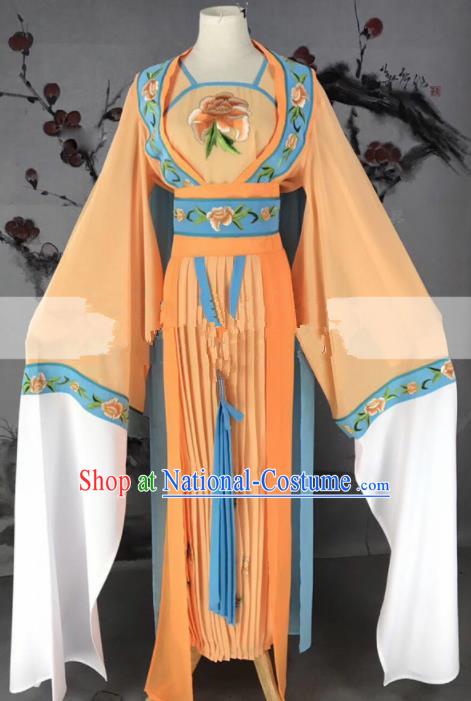 Chinese Traditional Peking Opera Diva Princess Orange Dress Ancient Palace Lady Costume for Women