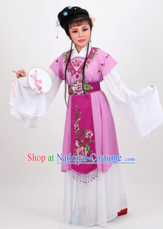 Chinese Traditional Peking Opera Diva Kou Zhu Purple Dress Ancient Court Maid Costume for Women