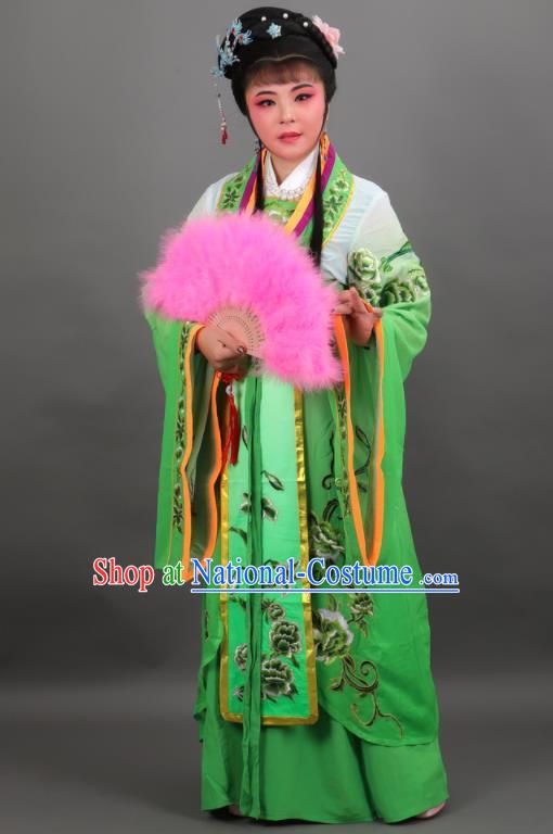 Chinese Traditional Peking Opera Diva Empress Green Dress Ancient Court Queen Costume for Women