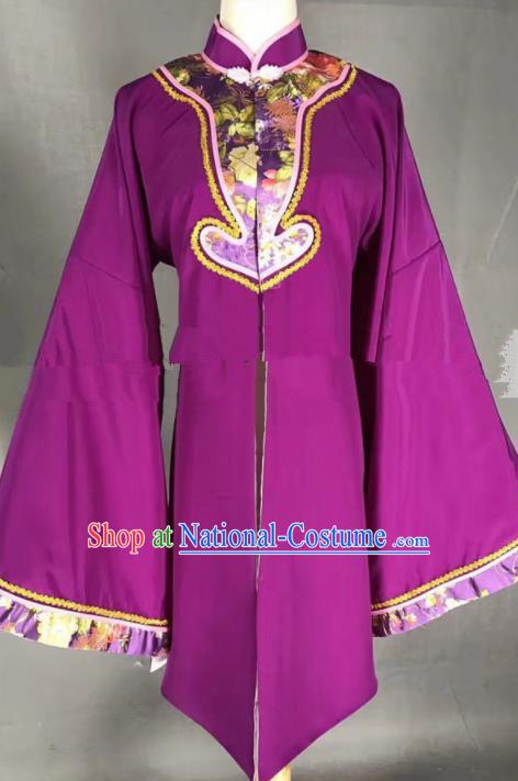 Chinese Traditional Peking Opera Old Female Purple Dress Ancient Dowager Countess Costume for Women