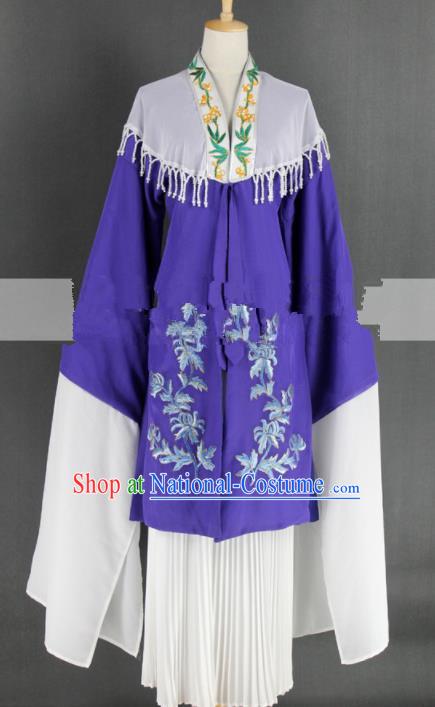 Chinese Traditional Peking Opera Diva Purple Dress Ancient Rich Lady Costume for Women