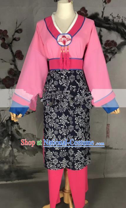 Professional Chinese Traditional Beijing Opera Maidservants Pink Dress Ancient Country Lady Costume for Women