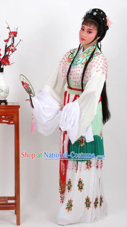 Chinese Traditional Peking Opera Actress Hua Tan Green Dress Ancient Rich Lady Costume for Women