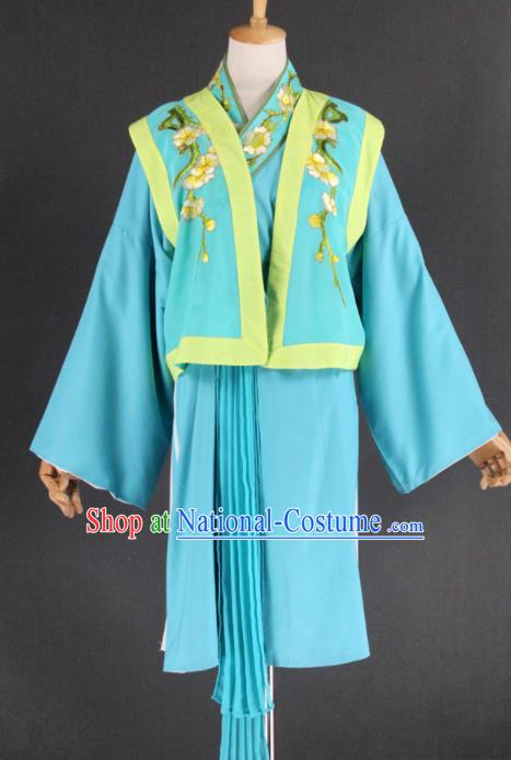 Professional Chinese Traditional Beijing Opera Blue Clothing Ancient Scholar Livehand Costume for Men