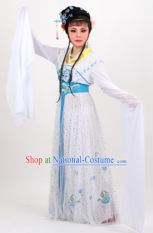 Professional Chinese Traditional Peking Opera Princess White Dress Ancient Palace Lady Costume for Women