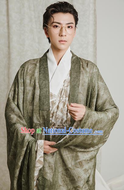 Asian Chinese Jin Dynasty Scholar Hanfu Clothing Traditional Ancient Swordsman Costumes for Men