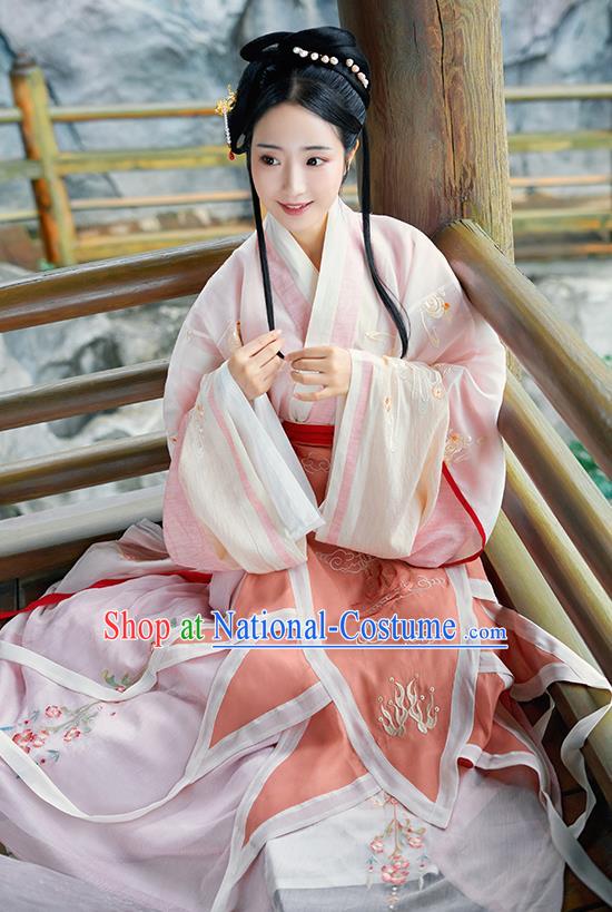 Asian Chinese Jin Dynasty Imperial Consort Hanfu Dress Traditional Ancient Myth Goddess Luo Costumes for Women