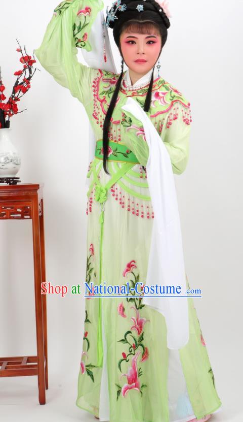 Chinese Traditional Peking Opera Actress Court Princess Green Dress Ancient Palace Lady Costume for Women