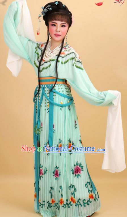 Chinese Traditional Peking Opera Royal Princess Green Dress Ancient Court Lady Costume for Women