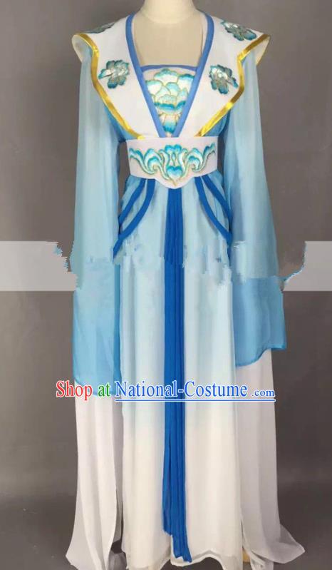 Chinese Traditional Peking Opera Actress Court Maid Blue Dress Ancient Rich Lady Costume for Women