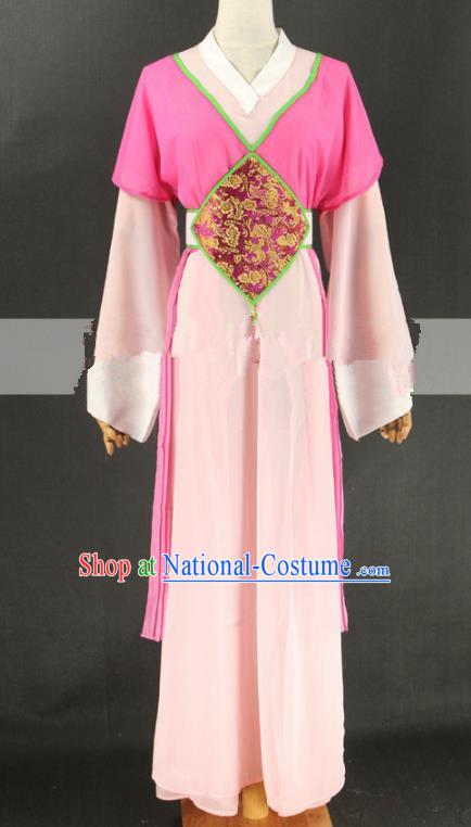 Chinese Traditional Peking Opera Actress Court Maid Rosy Dress Ancient Servant Girl Costume for Women