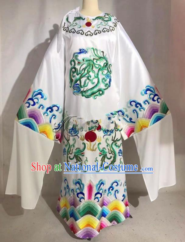 Professional Chinese Traditional Beijing Opera White Imperial Robe Ancient Emperor Costume for Men