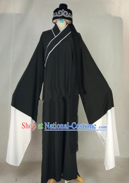 Chinese Traditional Beijing Opera Niche Liang Shanbo Black Robe Ancient Scholar Costume for Men