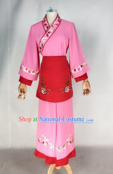 Chinese Traditional Peking Opera Maidservant Pink Dress Ancient Servant Girl Costume for Women