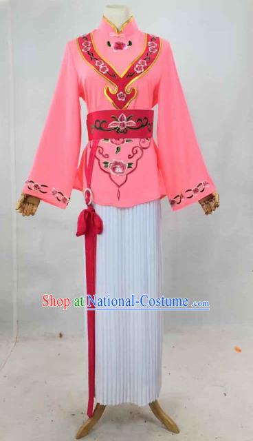 Chinese Traditional Peking Opera Actress Maidservant Pink Dress Ancient Country Lady Costume for Women