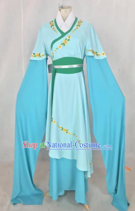 Chinese Traditional Peking Opera Actress Hua Tan Light Blue Dress Ancient Maidservant Costume for Women