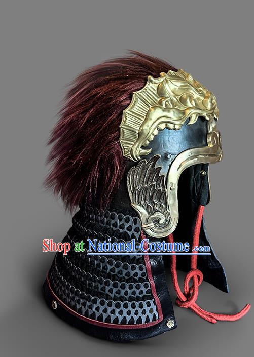 Chinese Traditional Song Dynasty Helmet Hanfu Headwear Ancient General Hat for Men