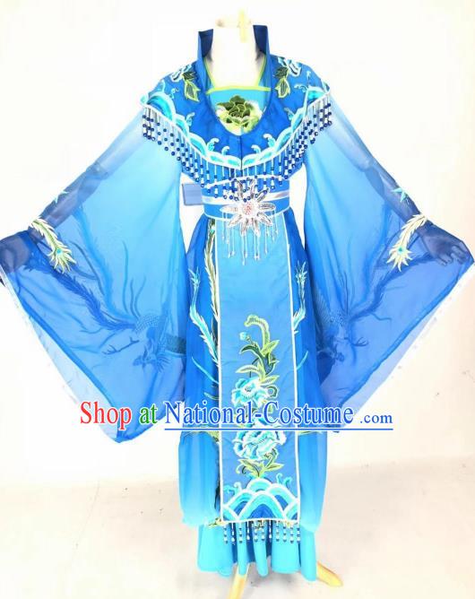 Chinese Traditional Peking Opera Actress Empress Blue Dress Ancient Court Queen Costume for Women