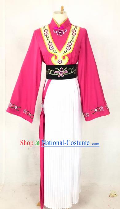 Chinese Traditional Peking Opera Servant Girl Rosy Dress Ancient Maidservant Costume for Women