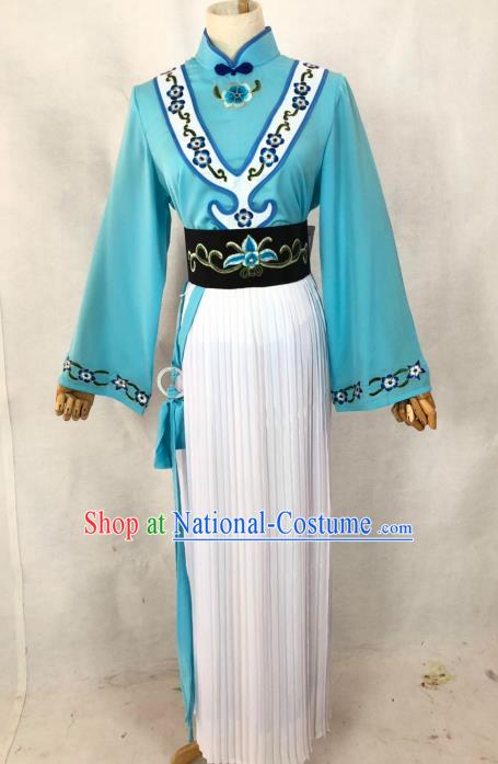 Chinese Traditional Peking Opera Servant Girl Green Dress Ancient Maidservant Costume for Women