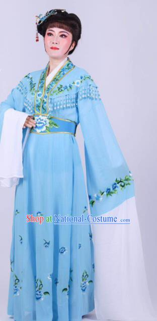 Chinese Traditional Peking Opera Actress Rich Lady Blue Dress Ancient Royal Princess Costume for Women