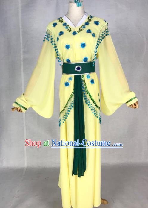 Chinese Traditional Peking Opera Actress Young Lady Yellow Dress Ancient Maidservant Costume for Women