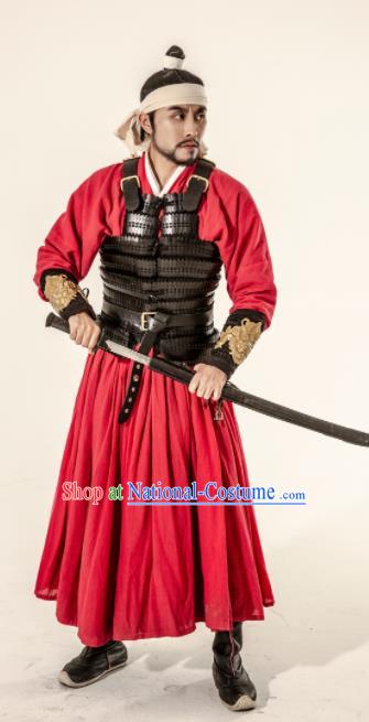 Asian Chinese Song Dynasty Imperial Bodyguard Body Armor Clothing Traditional Ancient Swordsman Costumes for Men