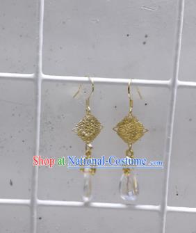 Chinese Traditional Hanfu Golden Earrings Ancient Princess Ear Accessories for Women