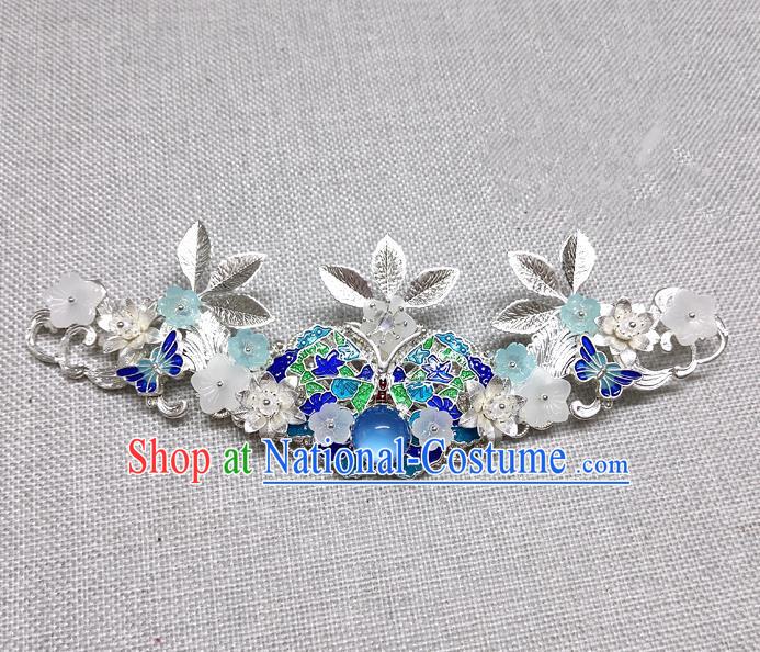 Chinese Traditional Hair Accessories Hanfu Hairpins Ancient Princess Blue Butterfly Hair Crown for Women