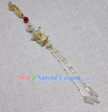 Chinese Traditional Hanfu Palace Golden Tassel Brooch Accessories Ancient Qing Dynasty Queen Breastpin Pendant for Women