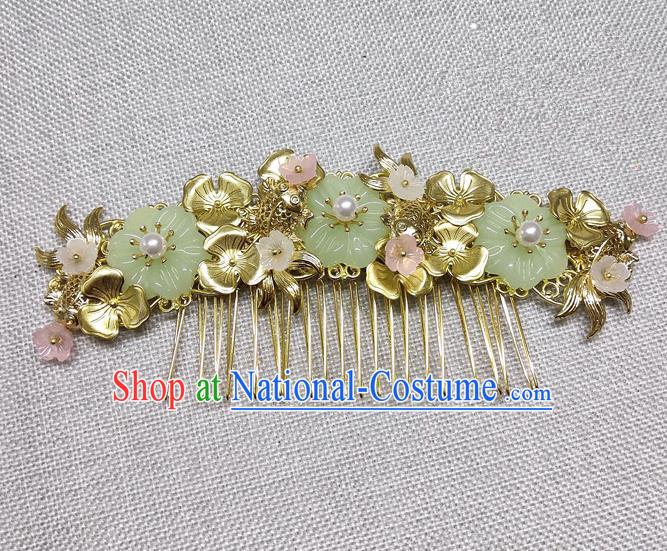 Chinese Ancient Princess Golden Hair Comb Traditional Hair Accessories Hanfu Hairpins for Women