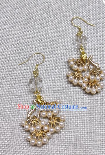 Chinese Traditional Hanfu Golden Pine Earrings Ancient Princess Ear Accessories for Women