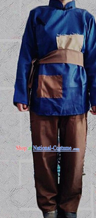 Ancient Chinese Poor People Costume Farmer Costumes Chinese Civilian Costumes for Men