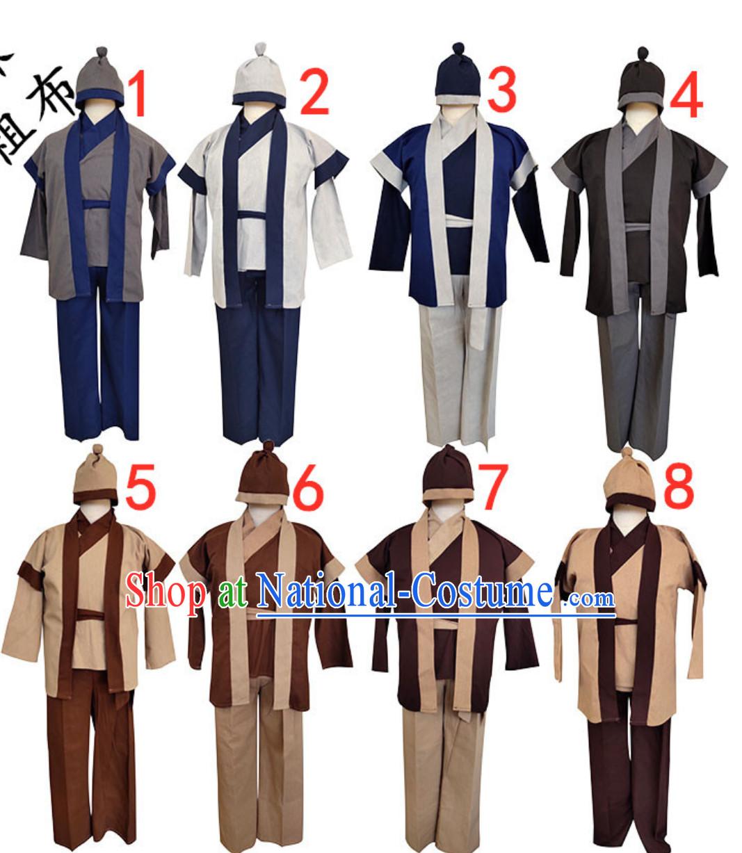 Ancient Chinese Servant Costume Poor People Clothes Costume Farmer Costumes Chinese Civilian Costumes for Men and Women