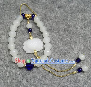 Chinese Traditional Hanfu Pendant Accessories White Lotus Brooch Ancient Qing Dynasty Queen Breastpin for Women