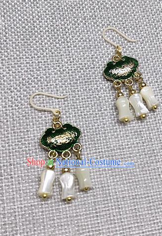 Chinese Traditional Hanfu Green Longevity Lock Earrings Ancient Princess Ear Accessories for Women