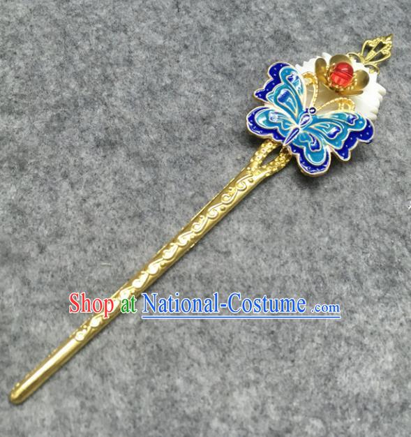 Chinese Ancient Palace Princess Blueing Butterfly Hair Clip Traditional Hair Accessories Hanfu Hairpins for Women