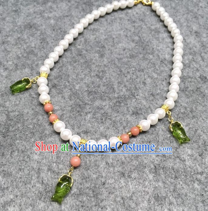 Chinese Traditional Hanfu Green Fish Necklace Accessories Ancient Princess Necklet for Women